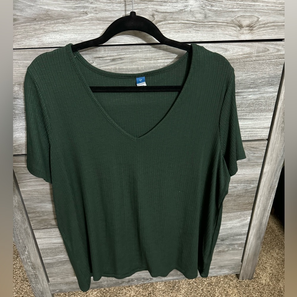 Green V-Neck Top